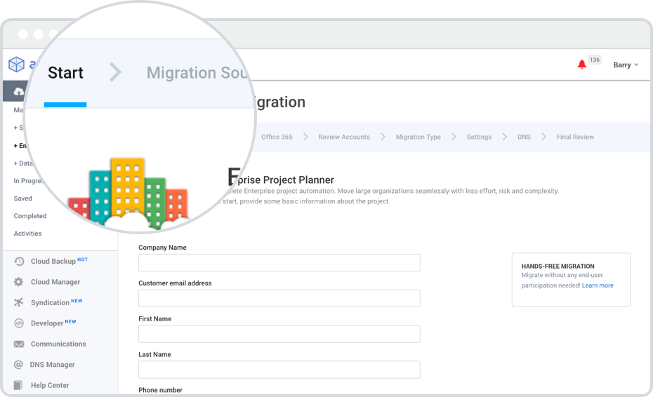 migration automation dashboard